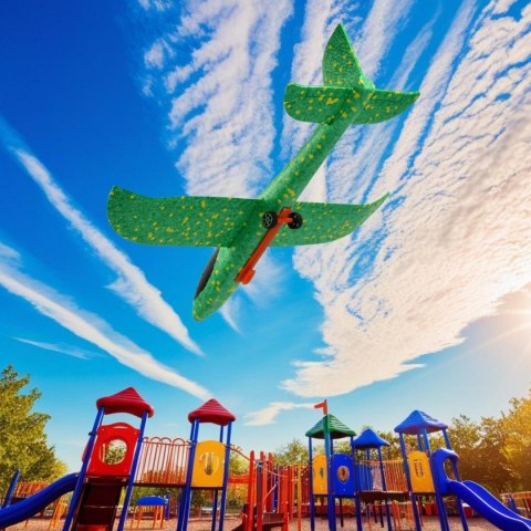 SAMOLOT STYROPIANOWY Z WYRZUTNIĄ 43CM ZIELONY