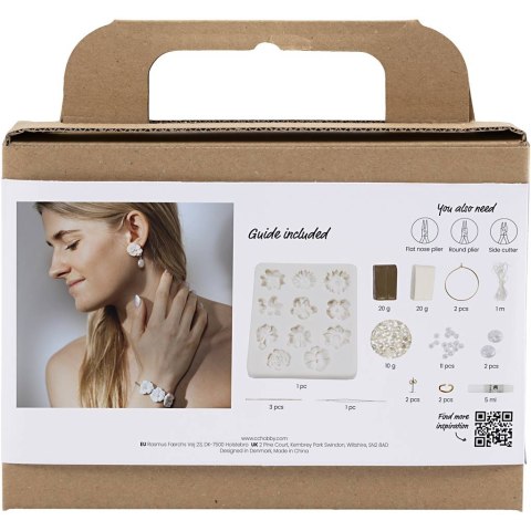 Zestaw do biżuterii Kwiaty z glinki Beż