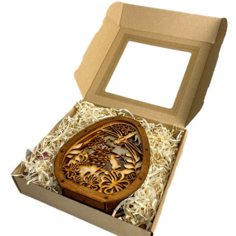 Wielkanocna dekoracja LED - Drewniane jajko + Baterie w zestawie