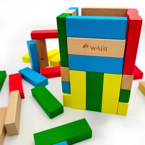 Klocki drewniane wieża WABI Tower - 54 el.