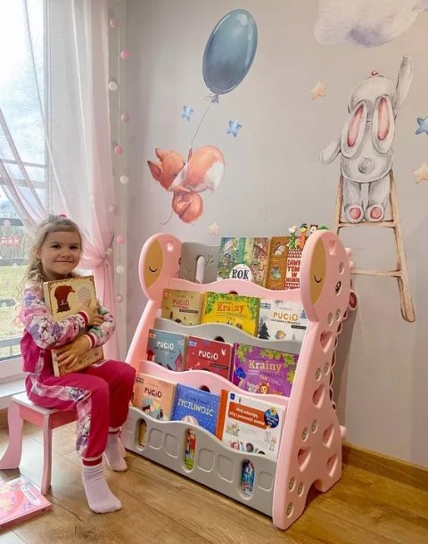 Regał na książki półka szafka organizer pokój dziecięcy żyrafka różowy Z33R