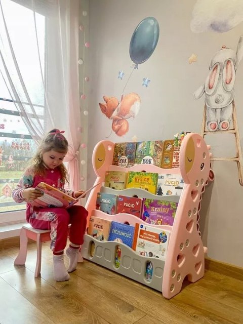 Regał na książki półka szafka organizer pokój dziecięcy żyrafka różowy Z33R