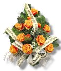 WIĄZANKA POGRZEBOWA NA FLORECIE WIENIEC POMARAŃCZOWE RÓŻE + WŁASNY NAPIS + wysyłka 24h