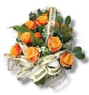 WIĄZANKA POGRZEBOWA NA FLORECIE WIENIEC POMARAŃCZOWE RÓŻE + WŁASNY NAPIS + wysyłka 24h
