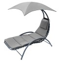 LEŻAK FOTEL Z PARASOLEM BERGAMO 200x125x180CM SZARY