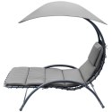 LEŻAK FOTEL Z PARASOLEM BERGAMO 200x125x180CM SZARY