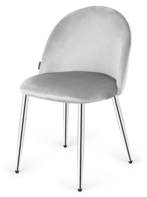 Krzesło tapicerowane GLORIA LIGHT GREY VELVET SILVER