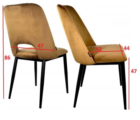 Krzesło tapicerowane GOTI LIGHT GREY VELVET GOLD