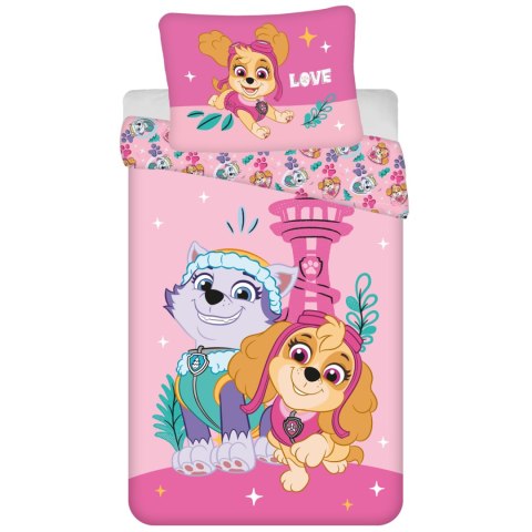 Pościel mikrofibra 140x200+1p70x90 Psi Patro różowy