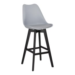 Stołek barowy Norden wood black high PP szary