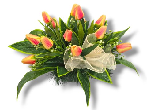 WIOSENNY STROIK KOMPOZYCJA KWIATOWA MISA Z OBCIĄŻENIEM NA GRÓB POMNIK TULIPANY