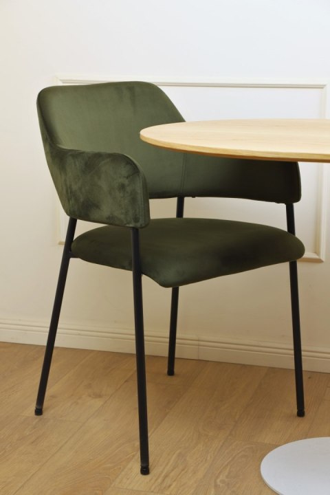 Krzesło Lima welurowe z podłokietnikami zielone