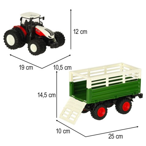 Traktor RC zdalnie sterowany ciągnik rolniczy z przyczepą pilot farma prezent 2,4G 3,7V 500mAh