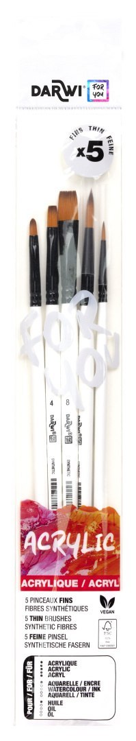 Zestaw 5 wąskich pędzli syntetycznych