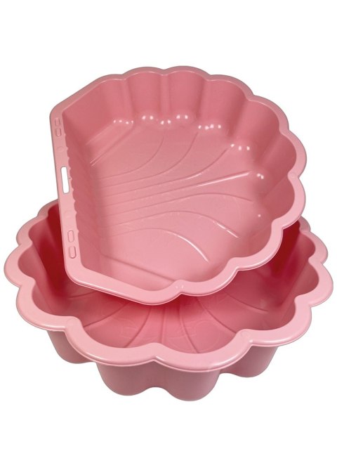 Piaskownica zamykana basen Muszelka Twins podwójna 2w1 160x87,5x19,5cm różowa