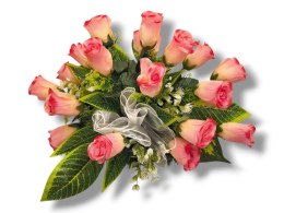 STROIK NA CMENTARZ KWIATY NA GRÓB POMNIK MISA Z OBCIĄŻENIEM RÓŻE