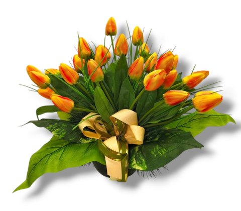 WIOSENNY STROIK NA CMENTARZ KWIATY NA GRÓB POMNIK Z OBCIĄŻENIEM TULIPANY