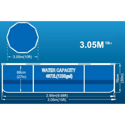 BASEN STELAŻOWY OWALNY 305X76CM ULTRA STRONG 12015V63