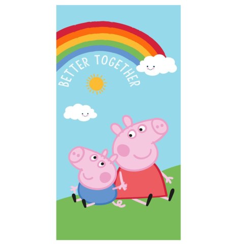 Ręcznik bawełniany 70x140 Peppa i George tęcza