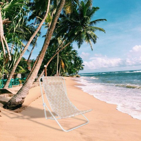 LEŻAK SKŁADANY PLAŻOWY Z ZAGŁÓWKIEM POMARAŃCZOWY