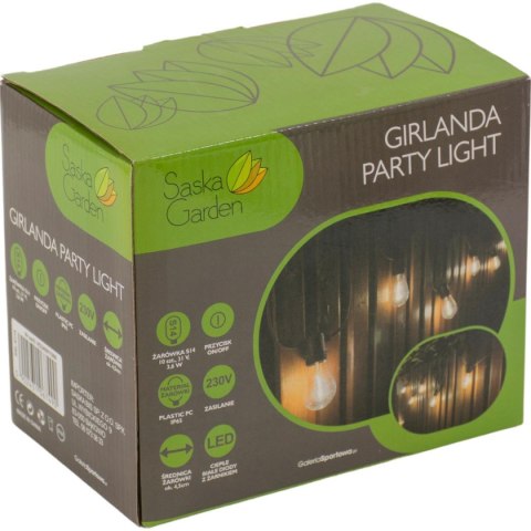 PARTY LIGHT GIRLANDA ZEWNĘTRZNA 10 ŻARÓWEK 10LED 8M 230V