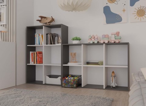 Regał Malax 2X3 ANTRACYT BIAŁY