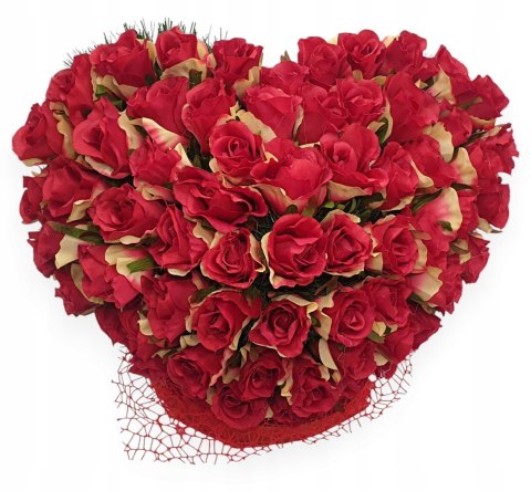 STROIK CZERWONE SERCE XL NA GRÓB NA DZIEŃ MAMY RÓŻE WIĄZANKA NA CMENTARZ