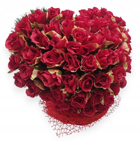 STROIK CZERWONE SERCE XL NA GRÓB NA DZIEŃ MAMY RÓŻE WIĄZANKA NA CMENTARZ