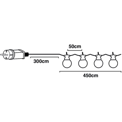GIRLANDA OGRODOWA PARTY LIGHT 10LED 7,5M