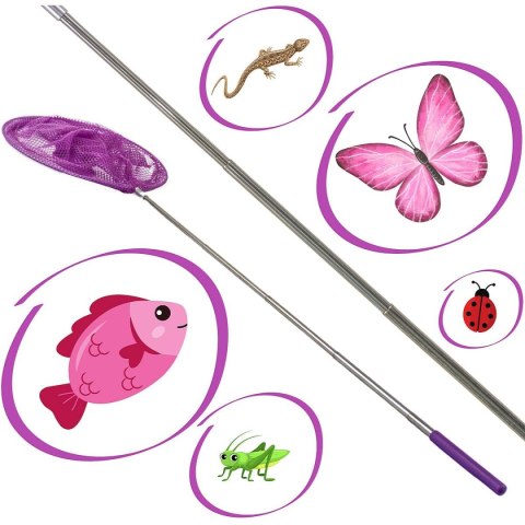 SIATKA NA MOTYLE OWADY SKŁADANA TELESKOPOWA 38,5-86CM FIOLETOWA