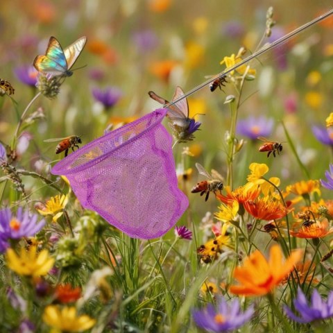 SIATKA NA MOTYLE OWADY SKŁADANA TELESKOPOWA 38,5-86CM FIOLETOWA