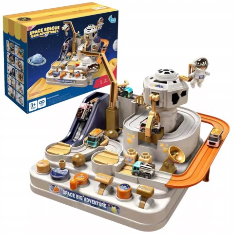 Interaktywny tor przeszkód samochodowy zjeżdżalnia 3 auta astronauta 555-1