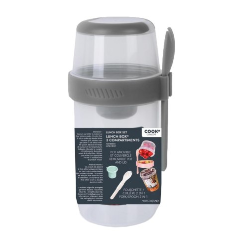 Lunch box z 3 przegródkami szary