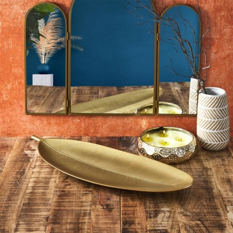 Taca dekoracyjna Liść 59 cm złota