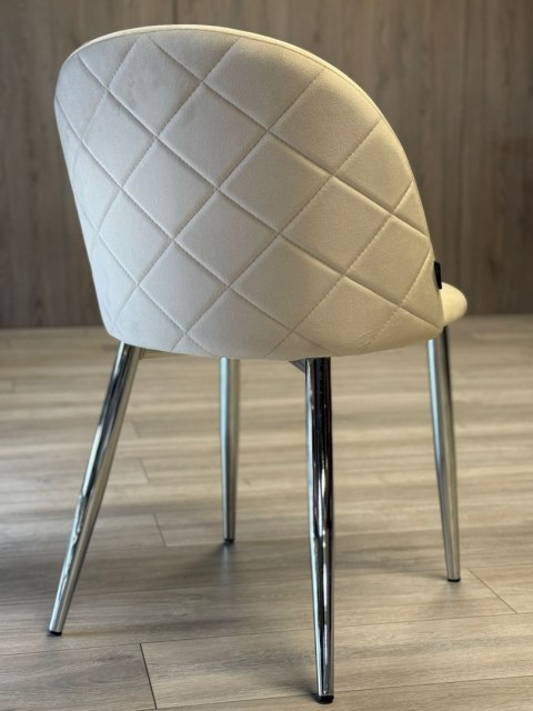 Krzesło tapicerowane GLORIA CREAM VELVET SILVER