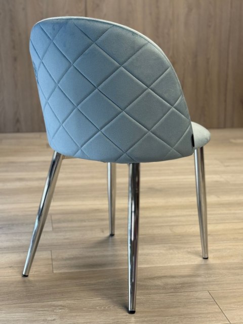 Krzesło tapicerowane GLORIA LIGHT BLUE VELVET SILVER