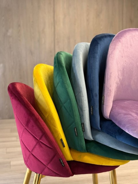 Krzesło tapicerowane GLORIA MUSTARD VELVET SILVER