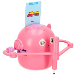 Robot edukacyjny interaktywny nauka rysowania pisania zestaw fiszki mazaki różowy