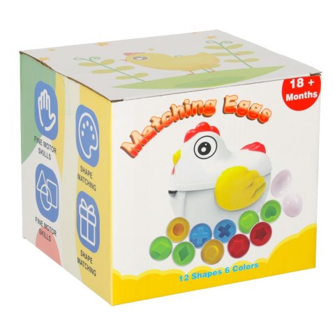Układanka edukacyjna dopasuj kształty jajka 12 szt. kura