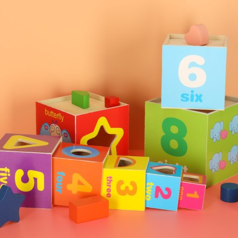 Wieża edukacyjna drewniana sorter kształty nauka liczenia 71cm XXL
