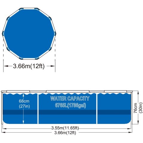 BASEN STELAŻOWY OWALNY 366X76CM ULTRA STRONG 12016V63