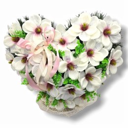 STROIK NA POMNIK SERCE XL KOMPOZYCJA KWIATOWA NA GRÓB BIAŁE MAGNOLIE