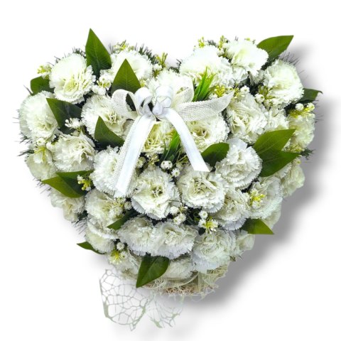 BIAŁE DUŻE SERCE XL STROIK NA CMENTARZ GRÓB NAGROBNA KOMPOZYCJA KWIATOWA