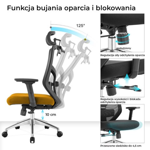 Fotel biurowy ergonomiczny Rosa musztardowy ANGEL