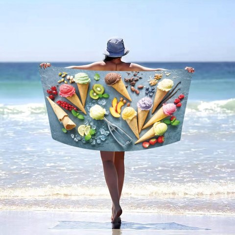Ręcznik plażowy mikrofibra 100x180 Lody rożki