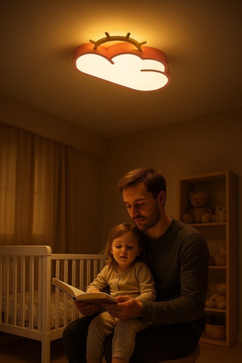 Lampa LED sufitowa plafon do pokoju dziecięcego ściemniana + pilot chmurka różowa