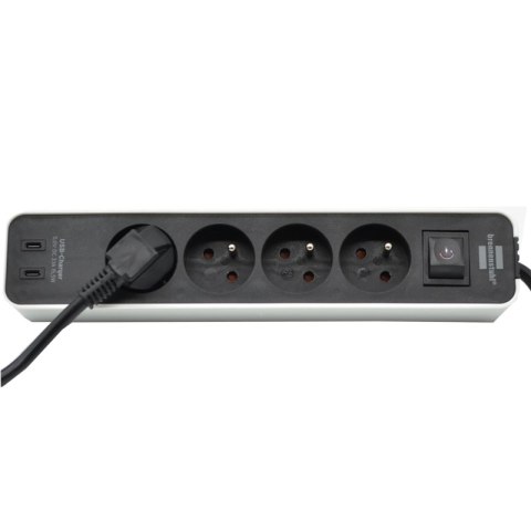 Listwa zasilająca Ecolor 4 gniazda 2 x USB C kabel 1,5m czarno/biała Brennenstuhl 1153244126