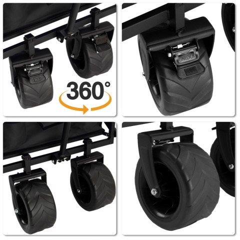 Wózek ogrodowy plażowy składany KORAL czarny