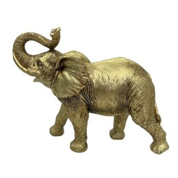 Złoty Słoń z Uniesioną Trąbą - Słonik Figurka dekoracyjna - 141FJZ