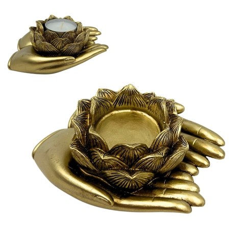 Złoty Świecznik Glamour na Tealight - Dłoń - 311FJZ